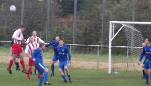 Larkhall Thistle goclose in the first half against Dunipace